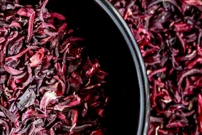 Dried hibiscus petals packed for export